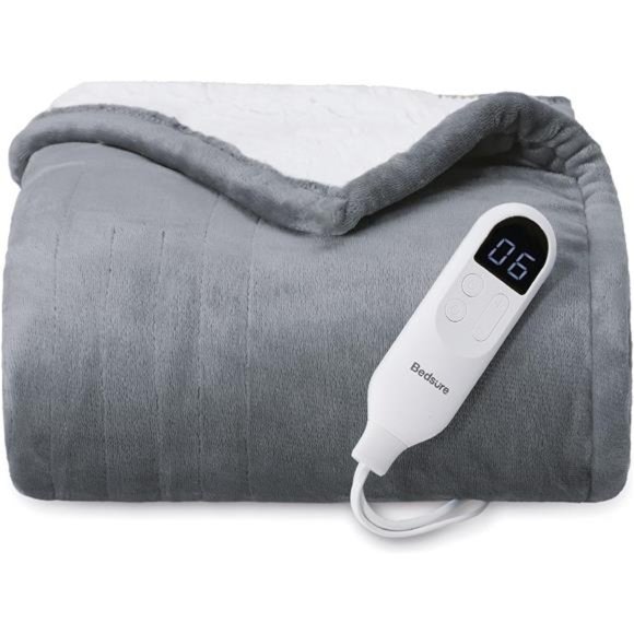 Heated Blanket Electric Throw -4 Time Settings 6 Heat Settings and 3 hrs Timer